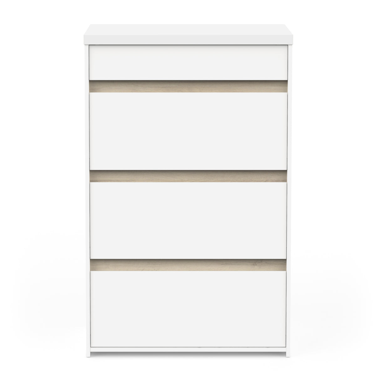 Avery 4 Drawer Matt White and Oak Tall Chest of Drawers - FurniComp