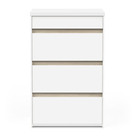 Avery 4 Drawer Matt White and Oak Tall Chest of Drawers - FurniComp