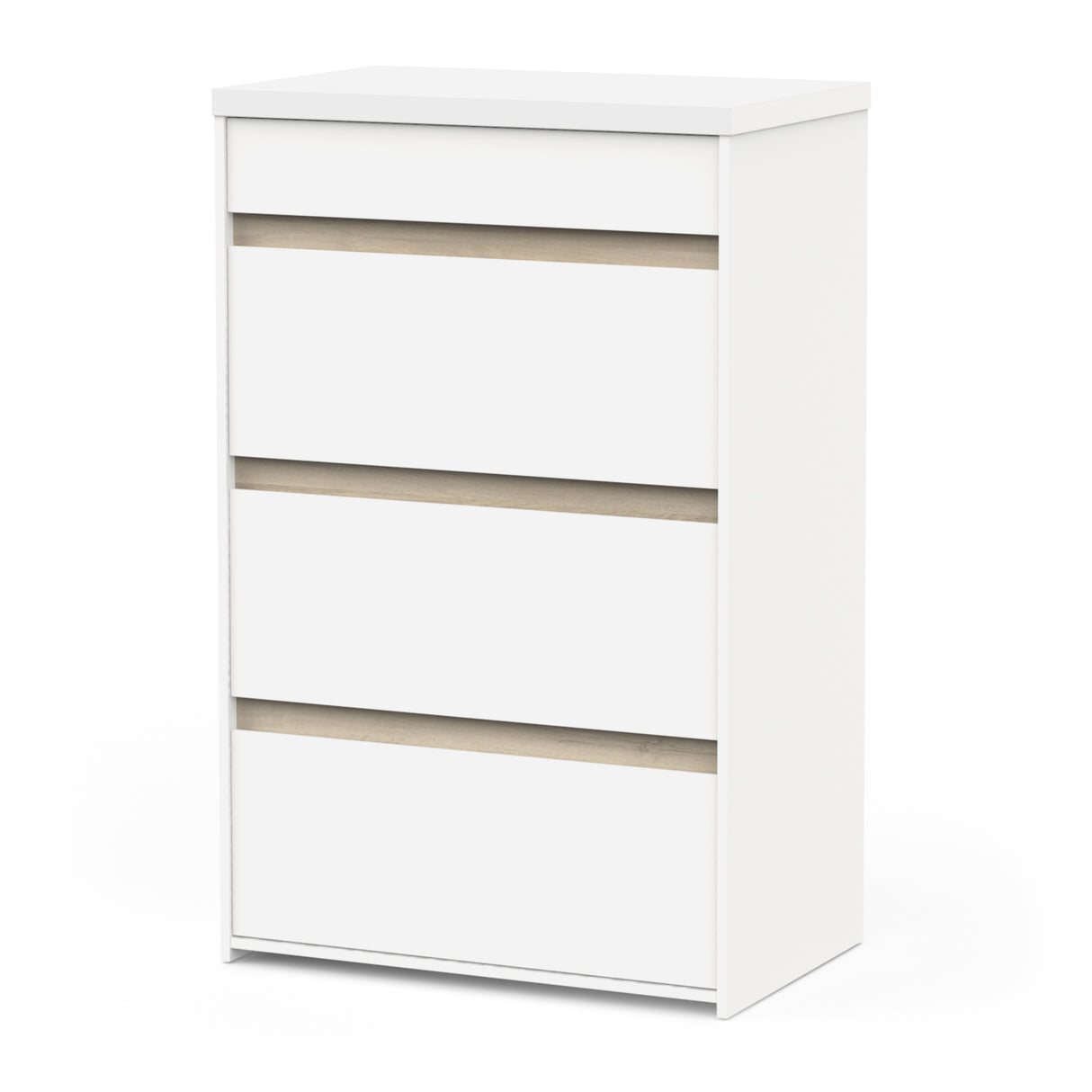 Avery 4 Drawer Matt White and Oak Tall Chest of Drawers - FurniComp