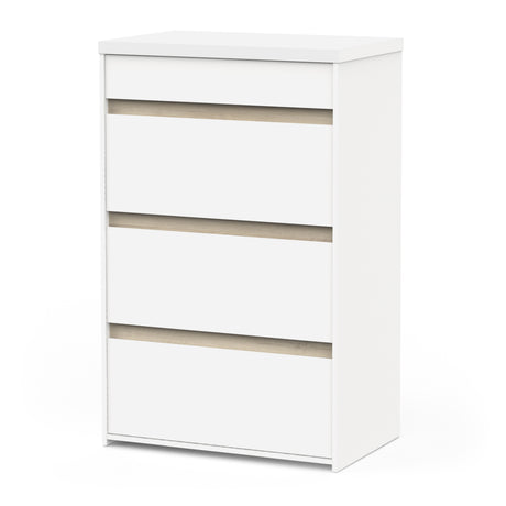Avery 4 Drawer Matt White and Oak Tall Chest of Drawers - FurniComp