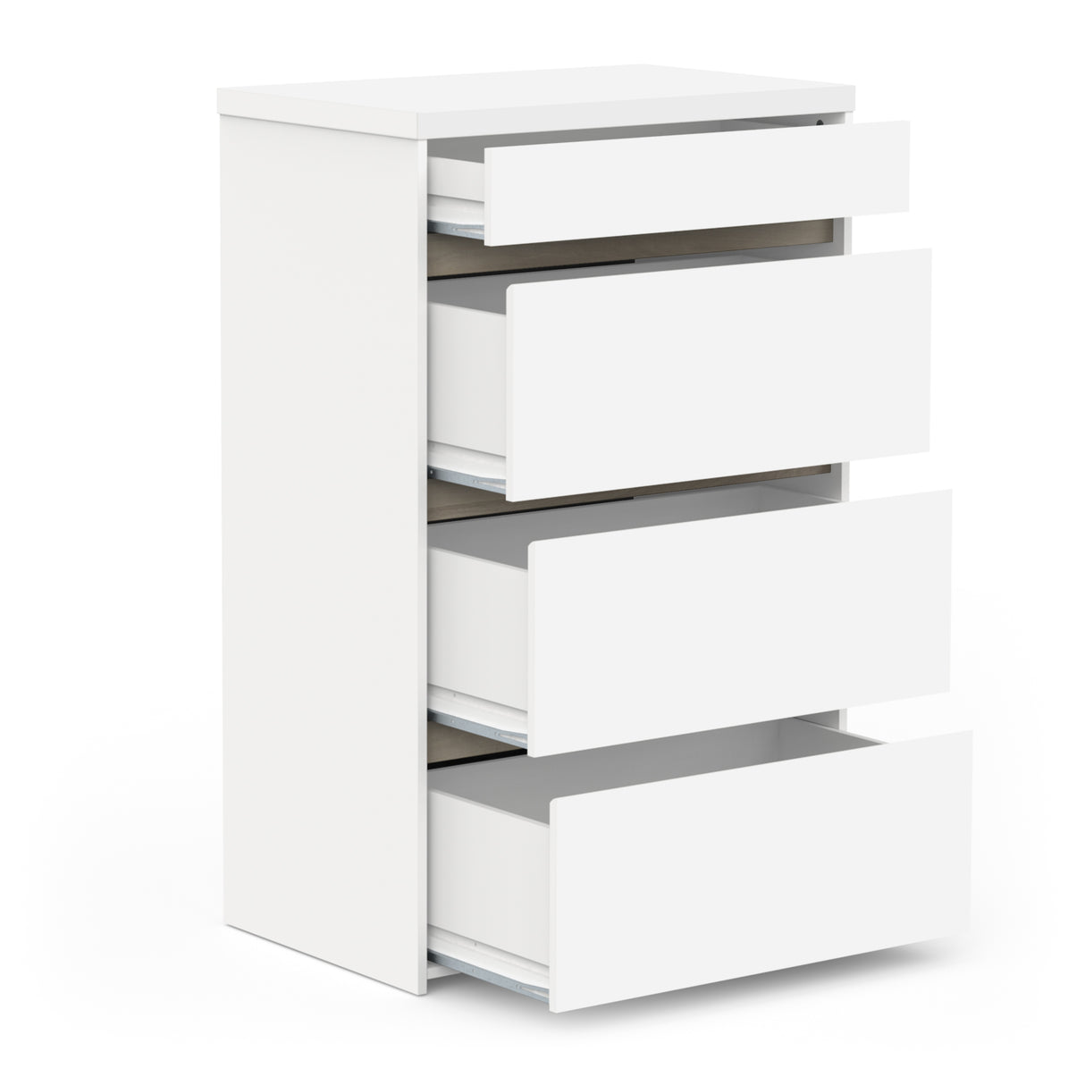 Avery 4 Drawer Matt White and Oak Tall Chest of Drawers - FurniComp