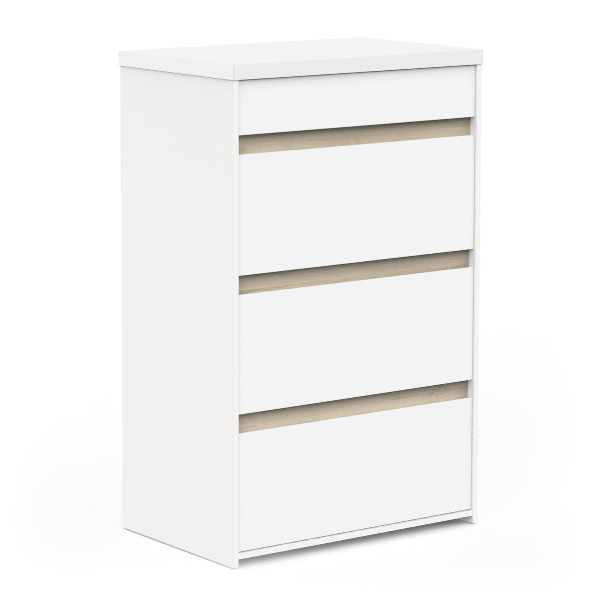 Avery 4 Drawer Matt White and Oak Tall Chest of Drawers - FurniComp