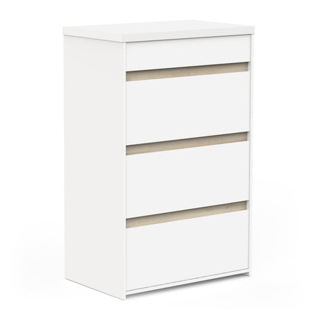 Avery 4 Drawer Matt White and Oak Tall Chest of Drawers - FurniComp