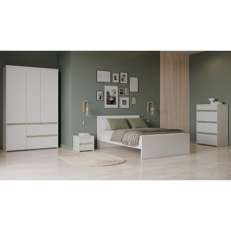 Avery 4 Drawer Matt White and Oak Tall Chest of Drawers - FurniComp