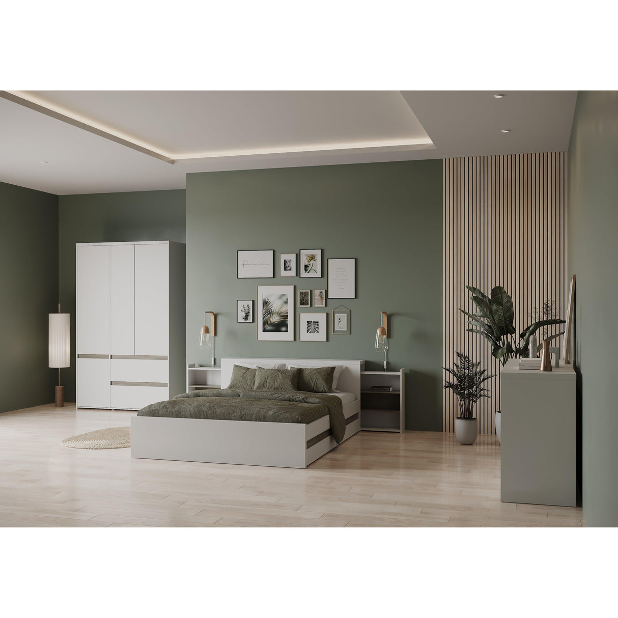 Avery 4 Drawer Matt White and Oak Tall Chest of Drawers - FurniComp