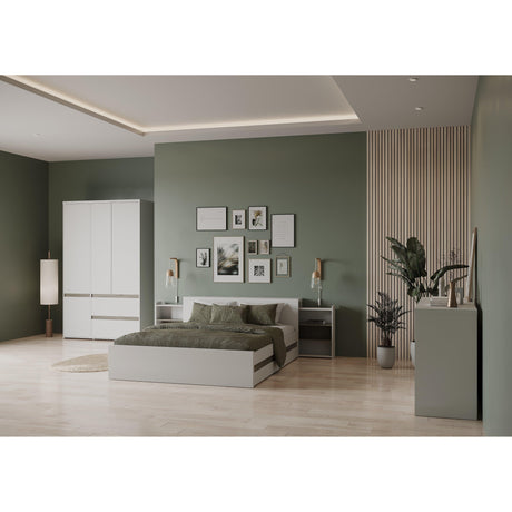 Avery 4 Drawer Matt White and Oak Tall Chest of Drawers - FurniComp