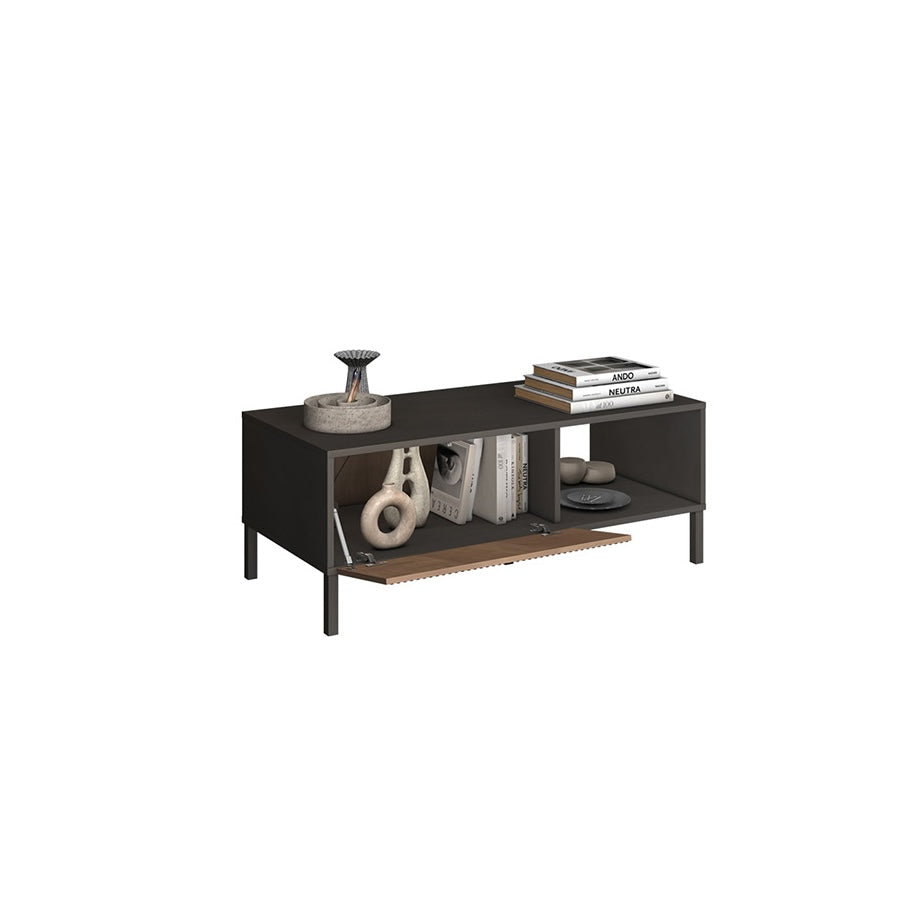 Bellagio Ridged Coffee Table with Door - Grey and Mercure Oak - FurniComp