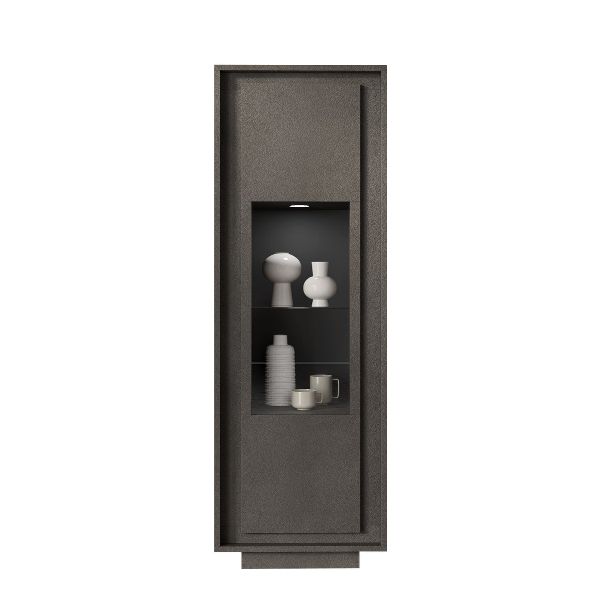 Berlin 1 Door 67cm Grey Glass Display Cabinet - FurniComp
