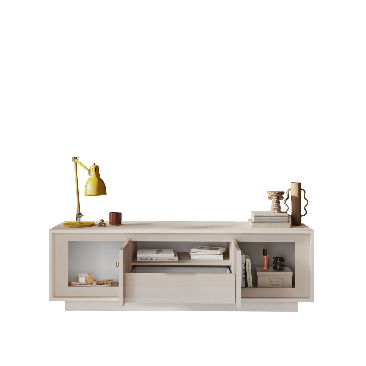 Berlin 2 Door 1 Drawer 180cm Cashmere TV Stand - FurniComp