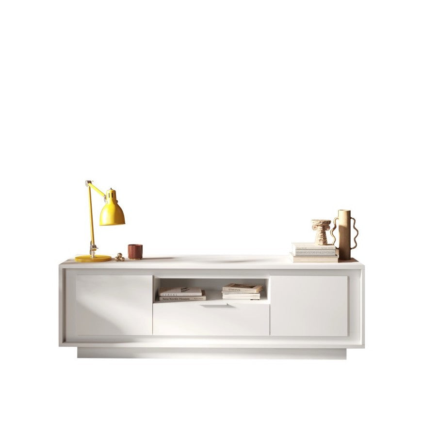 Berlin 2 Door 1 Drawer 180cm Matt White TV Stand - FurniComp