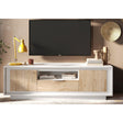 Berlin 2 Door 1 Drawer 180cm Matt White and Cadiz Oak Oak TV Stand - FurniComp