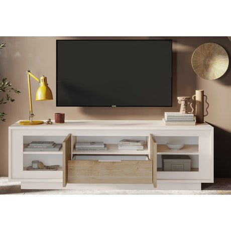 Berlin 2 Door 1 Drawer 180cm Cashmere and Cadiz Oak TV Stand - FurniComp