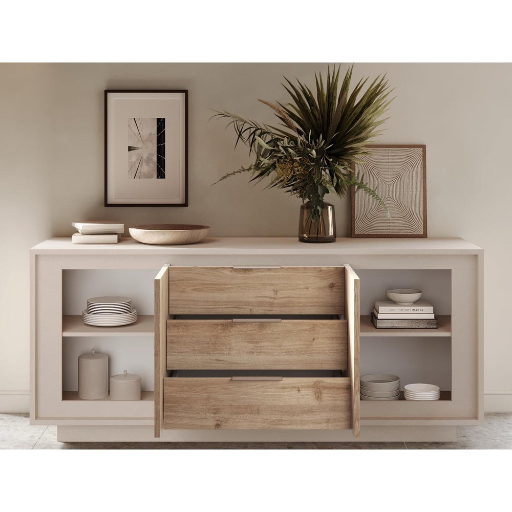 Berlin 2 Door 3 Drawer 180cm Cashmere and Cadiz Oak Sideboard - FurniComp