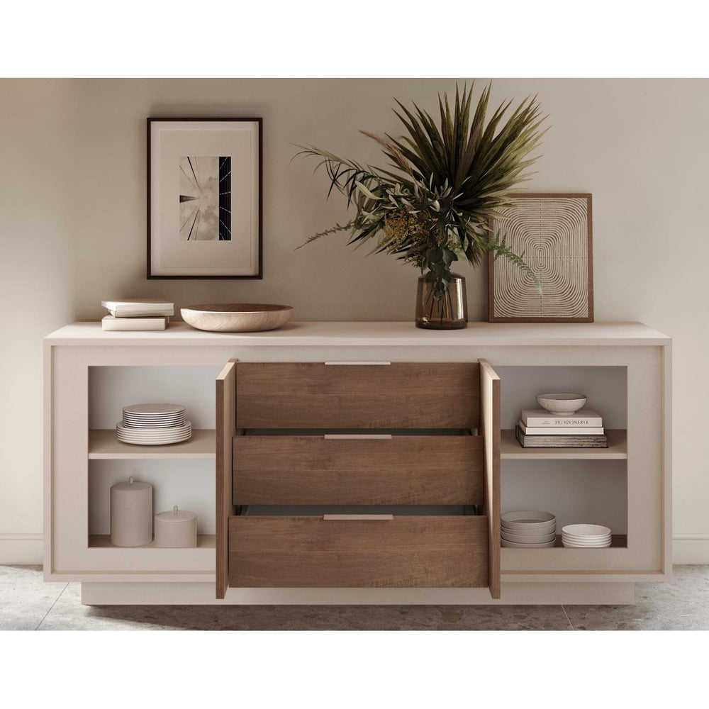 Berlin 2 Door 3 Drawer 180cm Cashmere and Mercure Oak Sideboard - FurniComp