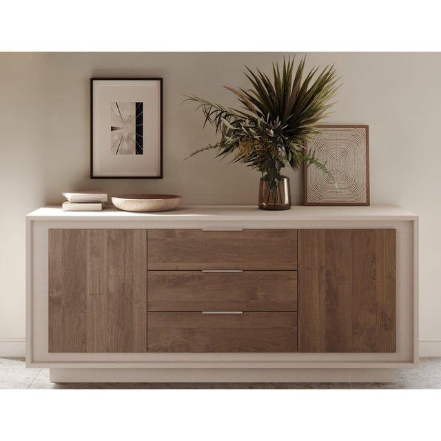 Berlin 2 Door 3 Drawer 180cm Cashmere and Mercure Oak Sideboard - FurniComp