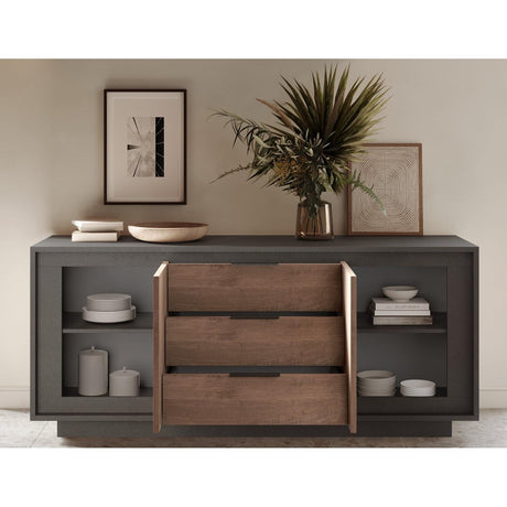 Berlin 2 Door 3 Drawer 180cm Grey and Mercure Oak Sideboard - FurniComp