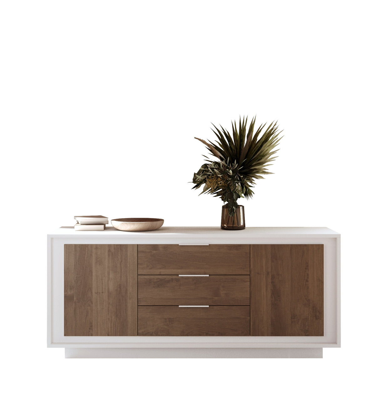 Berlin 2 Door 3 Drawer 180cm Matt White and Mercure Oak Sideboard - FurniComp