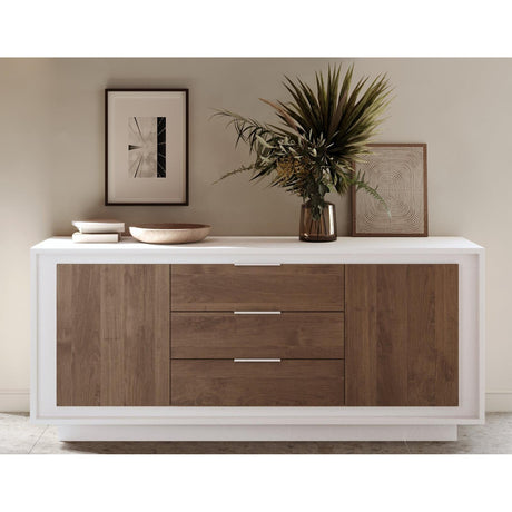 Berlin 2 Door 3 Drawer 180cm Matt White and Mercure Oak Sideboard - FurniComp