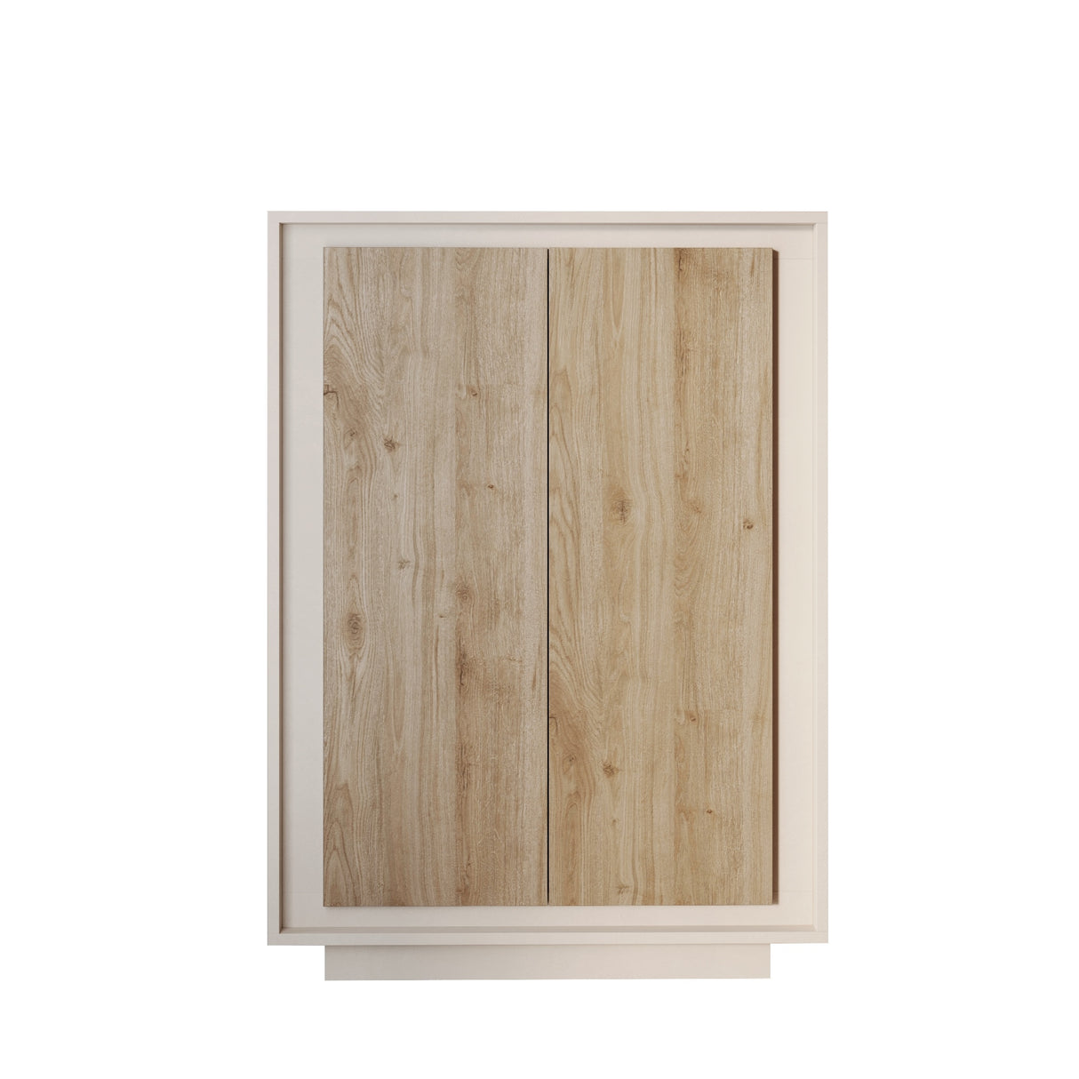 Berlin 2 Door 106cm Cashmere and Cadiz Oak Highboard/Tall Sideboard - FurniComp