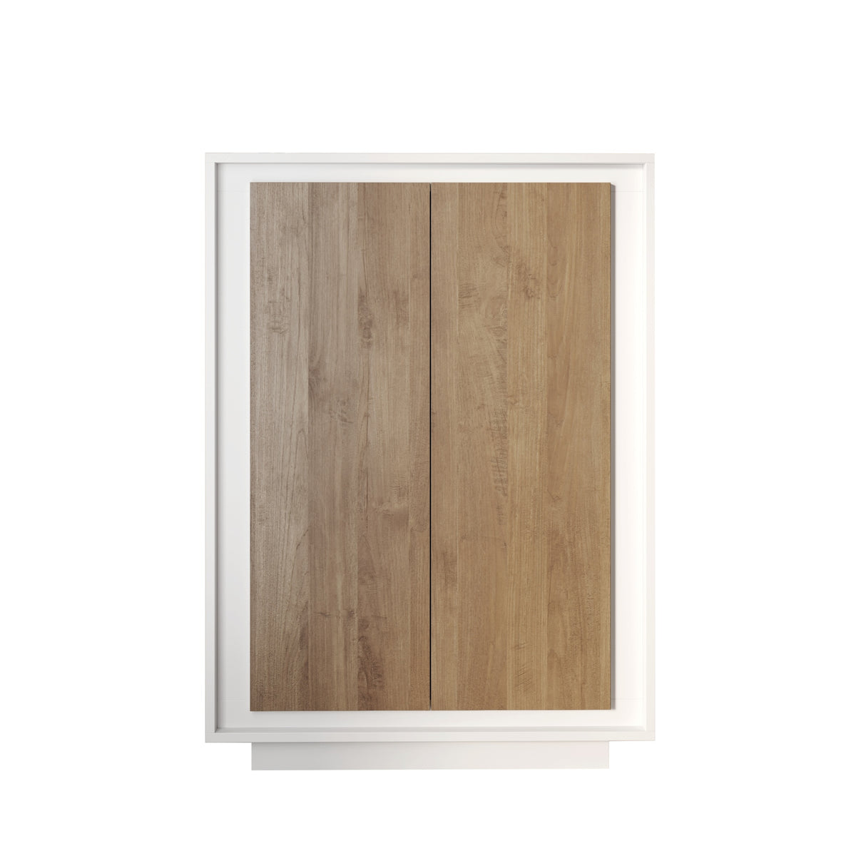Berlin 2 Door 106cm Matt White and Mercure Oak Highboard/Tall Sideboard - FurniComp