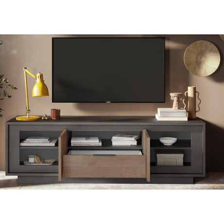 Berlin 2 Door 1 Drawer 180cm Grey and Mercure Oak TV Stand - FurniComp