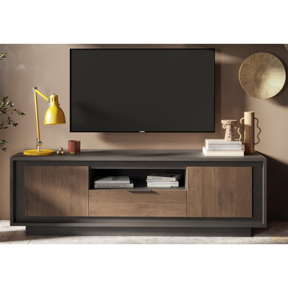 Berlin 2 Door 1 Drawer 180cm Grey and Mercure Oak TV Stand - FurniComp