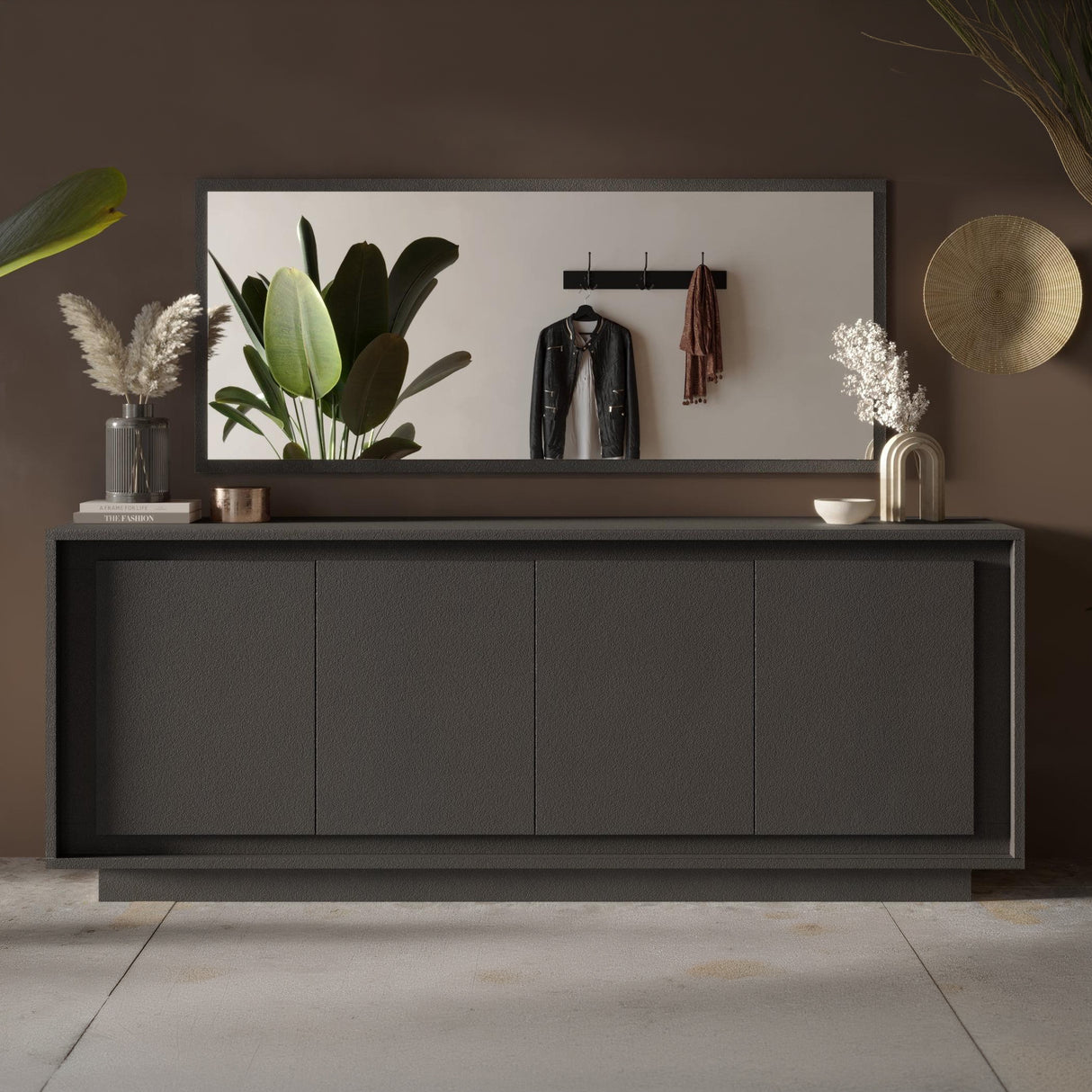 Berlin 4 Door 207cm Grey Sideboard - FurniComp