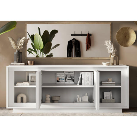 Berlin 4 Door 207cm Matt White Sideboard - FurniComp