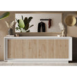 Berlin 4 Door 207cm Matt White and Cadiz Oak Sideboard - FurniComp