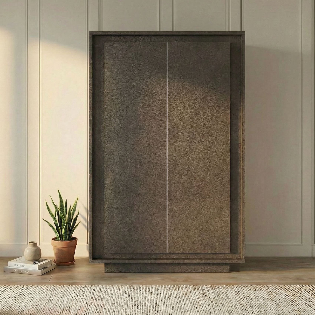 Berlin 2 Door 106cm Grey Highboard/Tall Sideboard - FurniComp