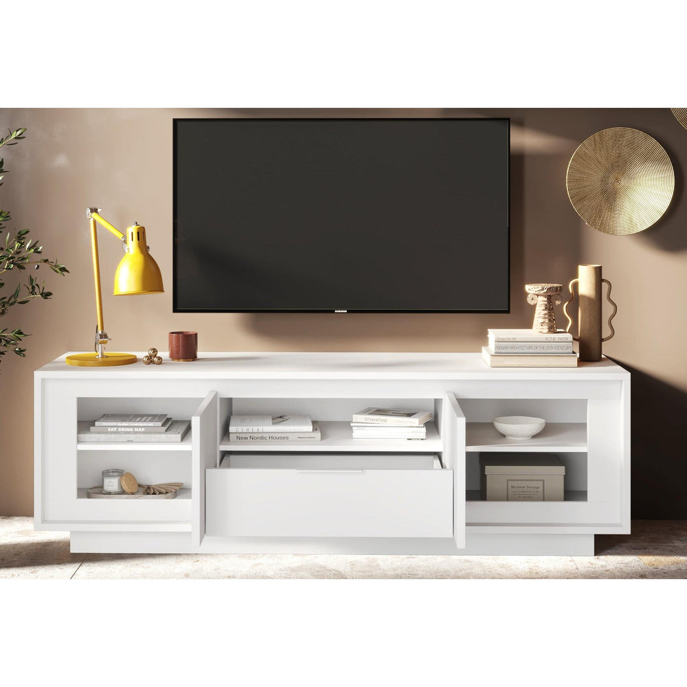 Berlin 2 Door 1 Drawer 180cm Matt White TV Stand - FurniComp