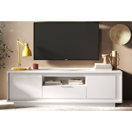 Berlin 2 Door 1 Drawer 180cm Matt White TV Stand - FurniComp