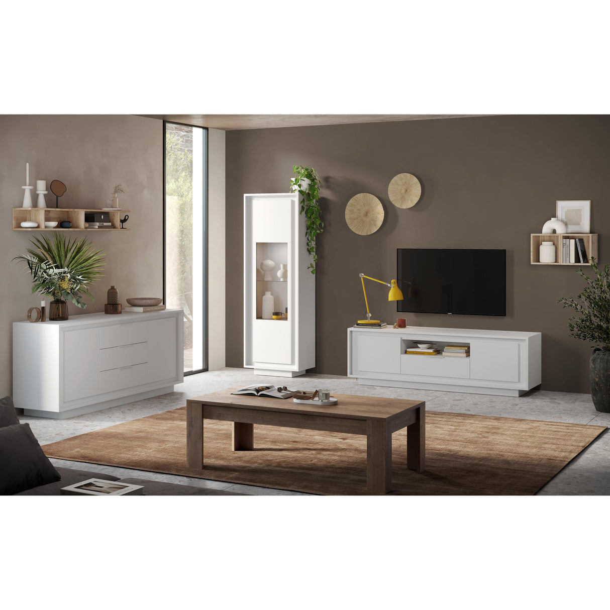 Berlin 1 Door 67cm Matt White Glass Display Cabinet - FurniComp