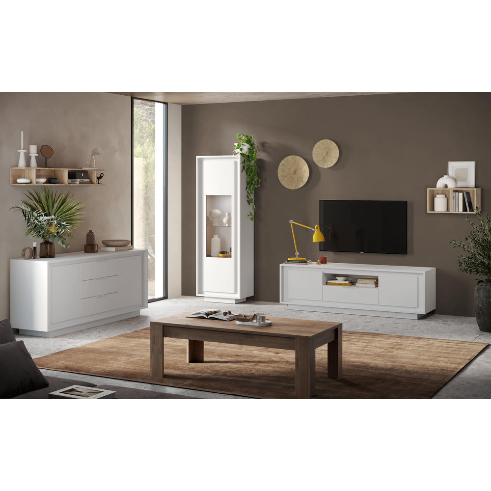 Berlin 2 Door 1 Drawer 180cm Matt White TV Stand - FurniComp
