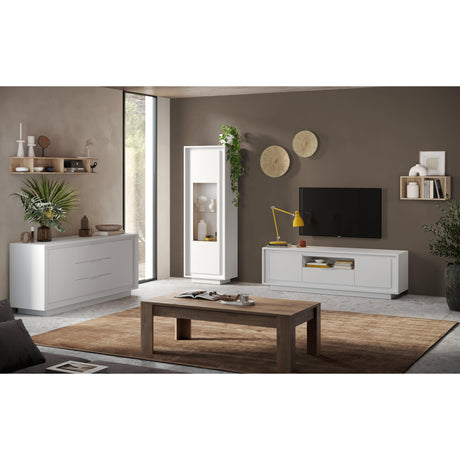 Berlin 2 Door 1 Drawer 180cm Matt White TV Stand - FurniComp