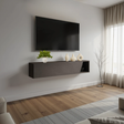 Combo 138cm Floating Wall Hung TV Unit with Shaped Door - Black Lava COM-26-06 - FurniComp