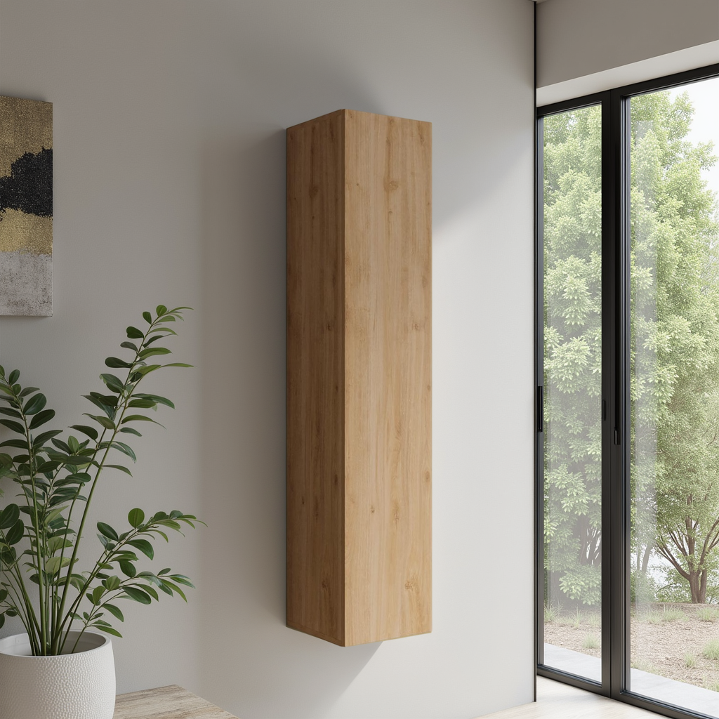 Combo 1 Door 29cm Multipurpose Wall Hung Tall Storage Unit - Cadiz Oak COM-30-09 - FurniComp