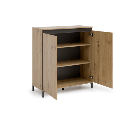 Cancun 2 Door 100cm Anthracite and Artisan Oak Highboard/Tall Sideboard - FurniComp