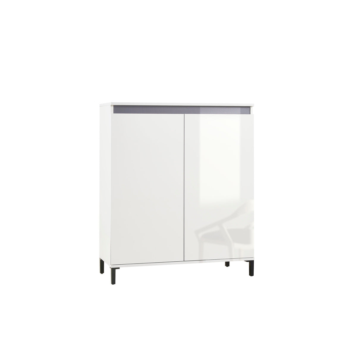 Cancun 2 Door 100cm White Gloss and Anthracite Highboard/Tall Sideboard - FurniComp