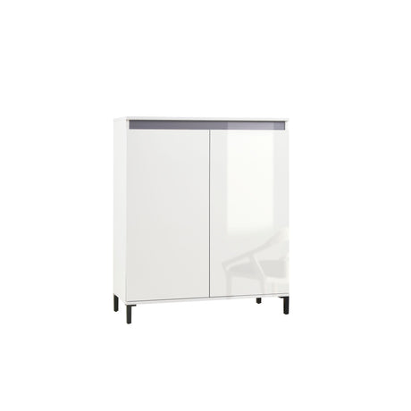 Cancun 2 Door 100cm White Gloss and Anthracite Highboard/Tall Sideboard - FurniComp