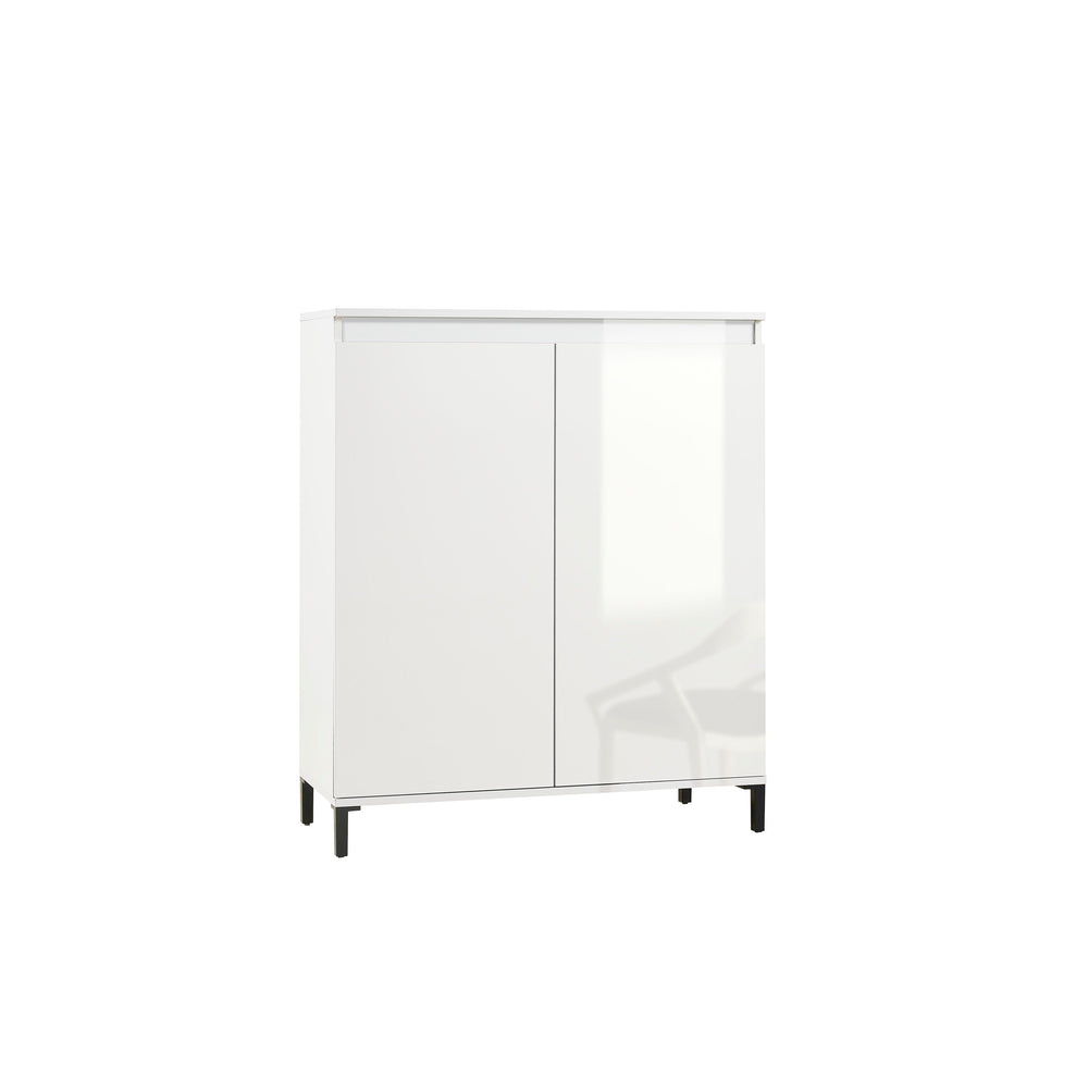 Cancun 2 Door 100cm White Gloss and Anthracite Highboard/Tall Sideboard - FurniComp