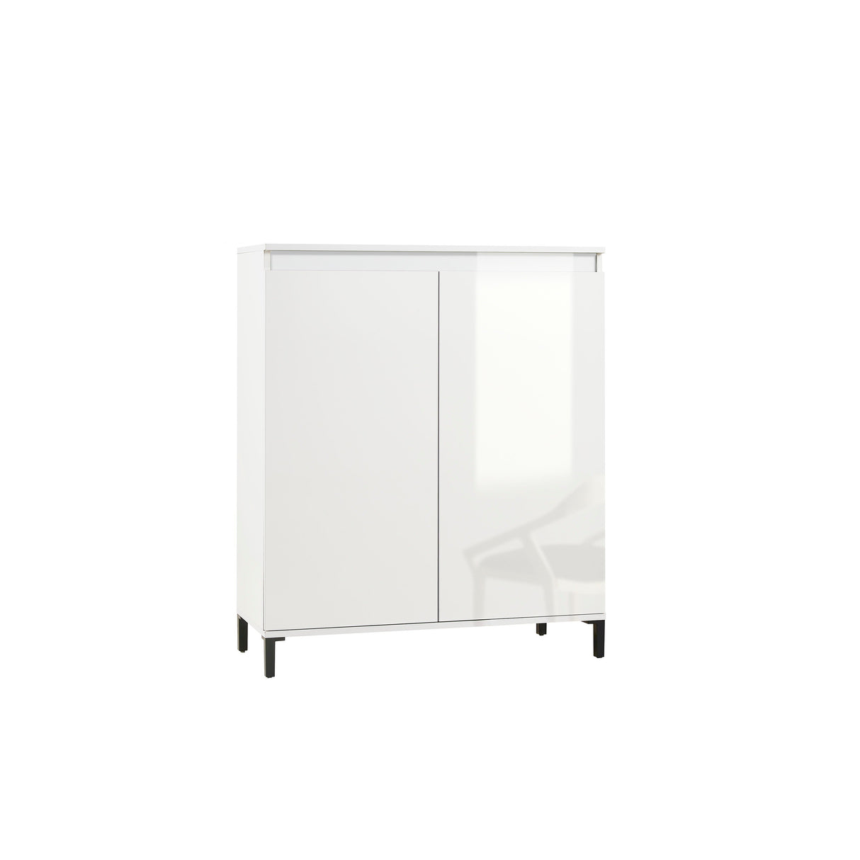Cancun 2 Door 100cm White Gloss and Anthracite Highboard/Tall Sideboard - FurniComp