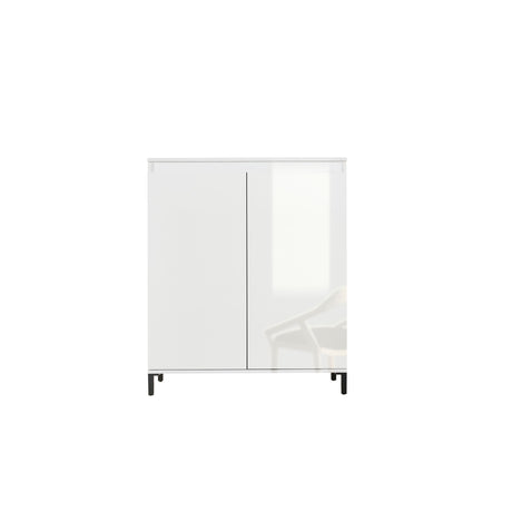 Cancun 2 Door 100cm White Gloss and Anthracite Highboard/Tall Sideboard - FurniComp