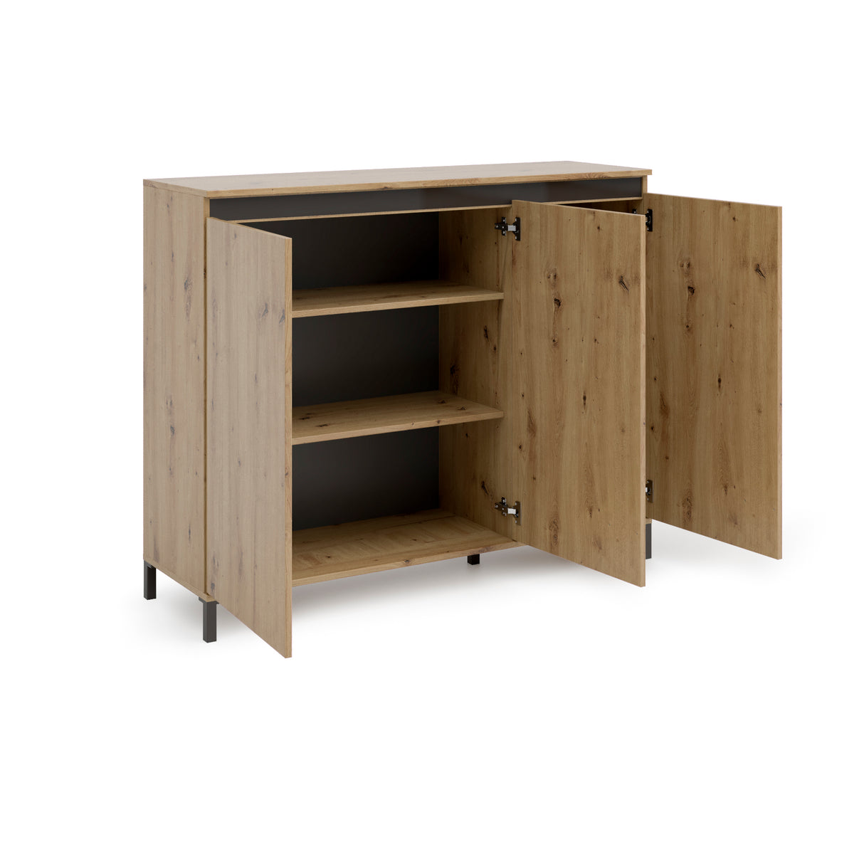 Cancun 3 Door 138cm Anthracite and Artisan Oak Highboard/Tall Sideboard - FurniComp