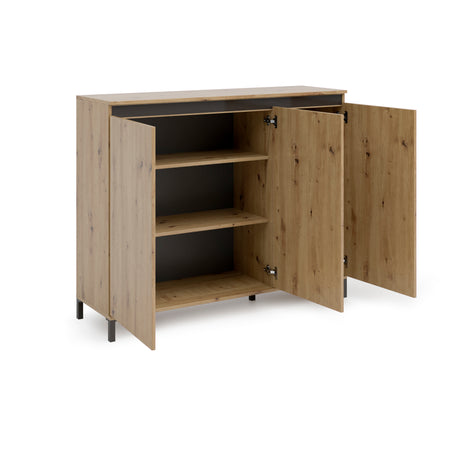 Cancun 3 Door 138cm Anthracite and Artisan Oak Highboard/Tall Sideboard - FurniComp