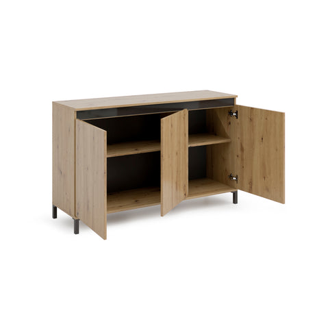 Cancun 3 Door 138cm Anthracite and Artisan Oak Sideboard - FurniComp