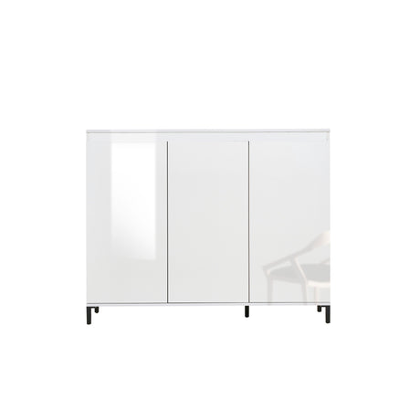 Cancun 3 Door 138cm White Gloss and Anthracite Highboard/Tall Sideboard - FurniComp