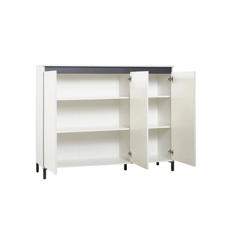 Cancun 3 Door 138cm White Gloss and Anthracite Highboard/Tall Sideboard - FurniComp
