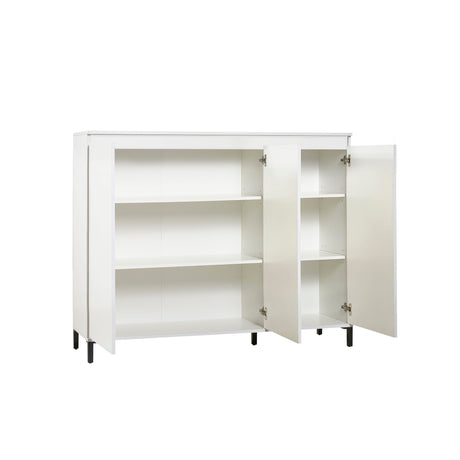 Cancun 3 Door 138cm White Gloss and Anthracite Highboard/Tall Sideboard - FurniComp