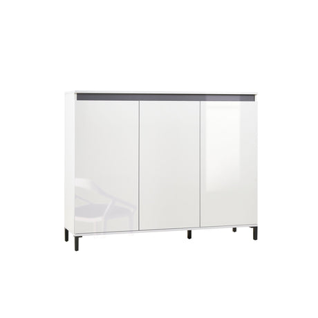 Cancun 3 Door 138cm White Gloss and Anthracite Highboard/Tall Sideboard - FurniComp